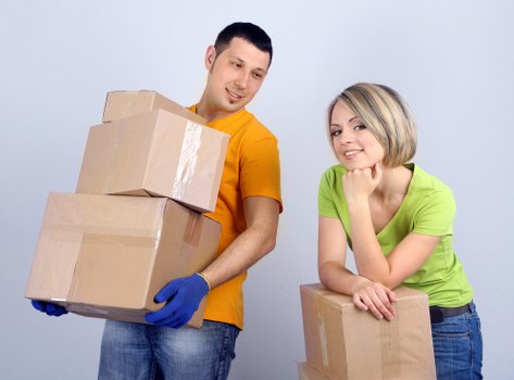 Stacked and wrapped furniture in storage